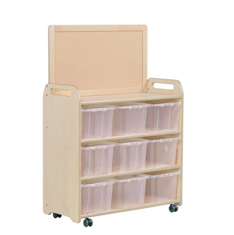 Millhouse™ Mobile Shelf Unit With Top Display Add-on and 9 Clear Tubs