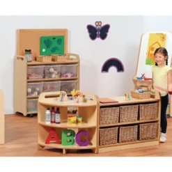 Millhouse™ Mobile Shelf Unit With Top Display Add-on and 9 Clear Tubs