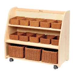 Millhouse™ Mobile Tiered Shelf Unit with Mirror Back & Baskets