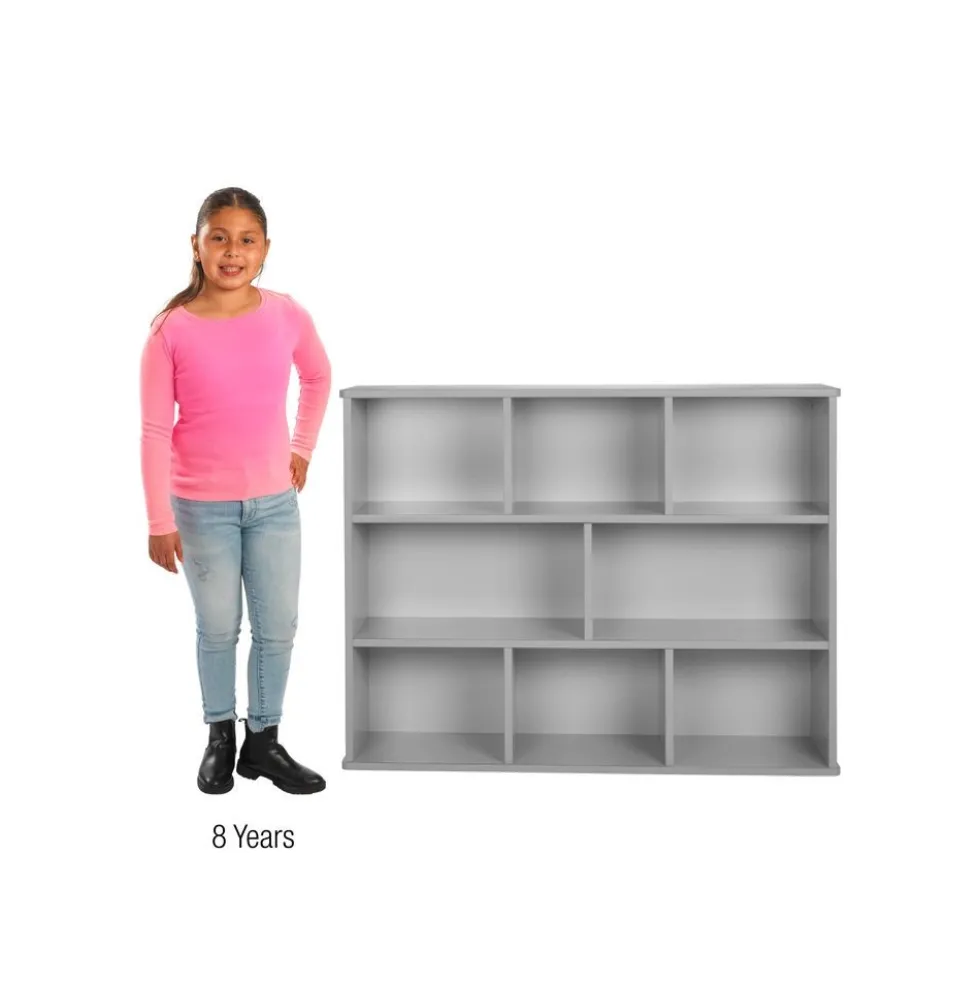 Modern Mist Laminate 8-Compartment Storage Cabinet 36" Height - Light Gray