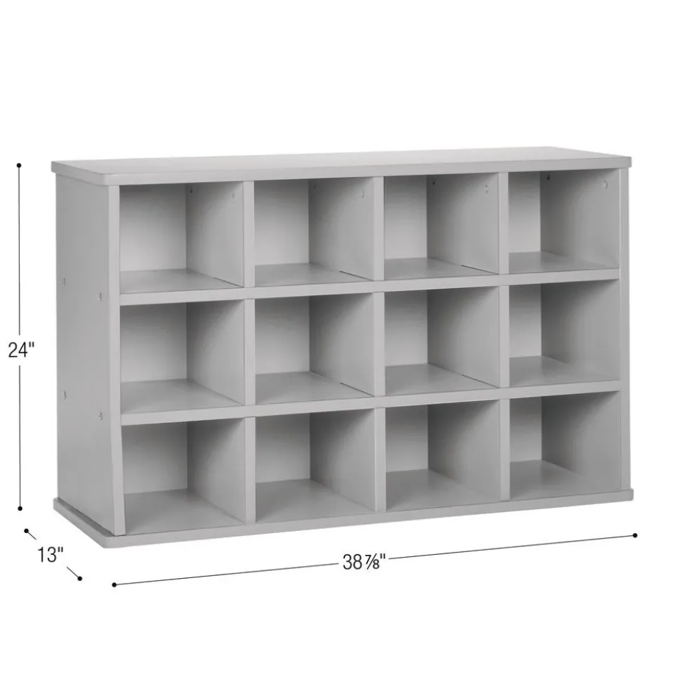 Modern Mist Laminate 12-Cubby Storage Cabinet - Light Gray
