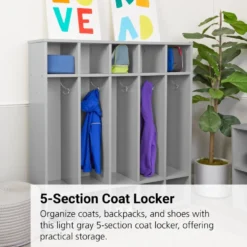 Modern Mist Laminate 5-Section Coat Locker - Light Gray