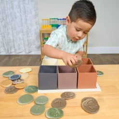 Natural Wooden Sorting Boxes & Sensory Stones Kit
