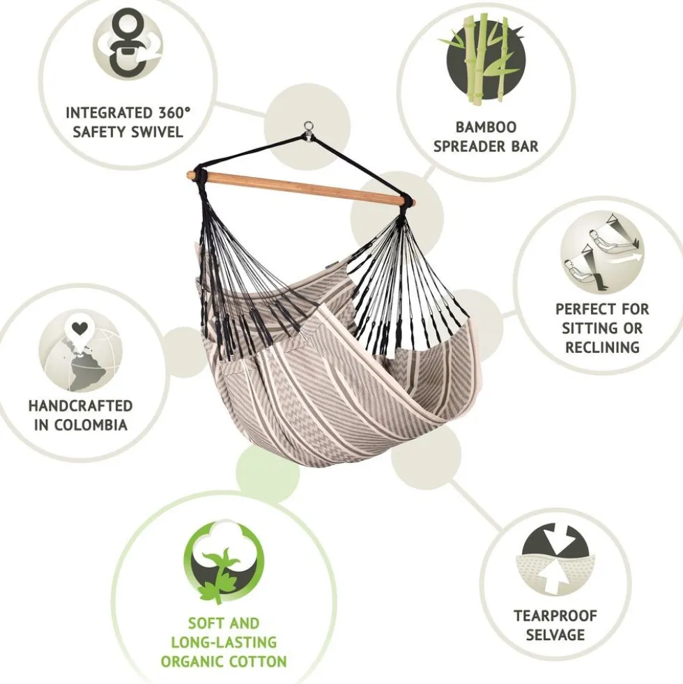 100% Organic Cotton Comfort Hammock Chair - Habana Zebra