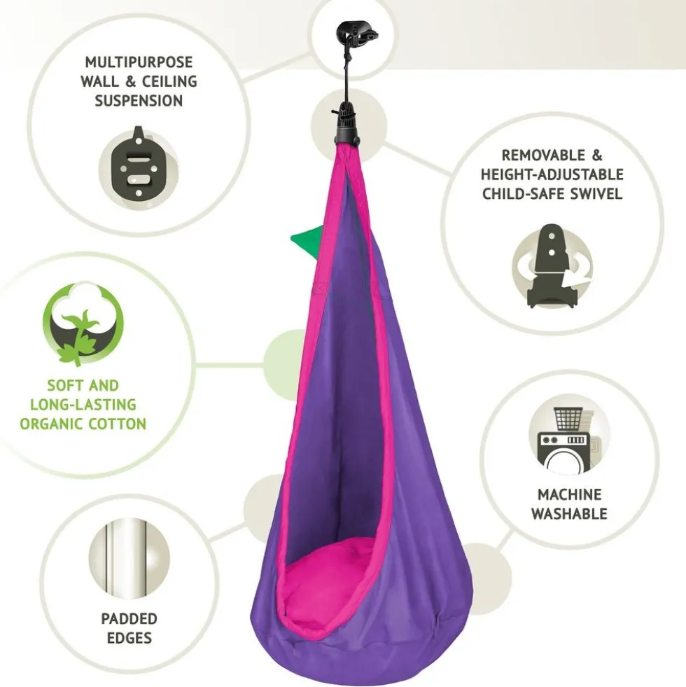 100% Organic Cotton Kids Hanging Nest with Suspension - Lilly