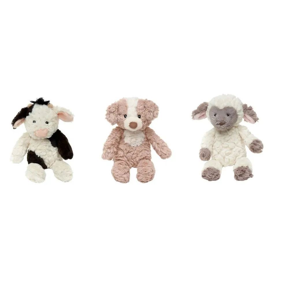 Plush Stuffed Barnyard Animals, Set of 3 - Cow, Lamb and Dog
