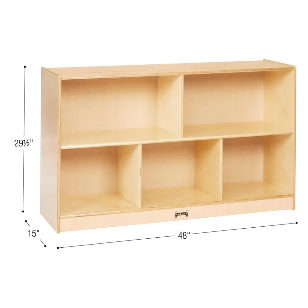 Preschool Mobile Divided Shelf Storage - Plywood Back, 29-1/2"H