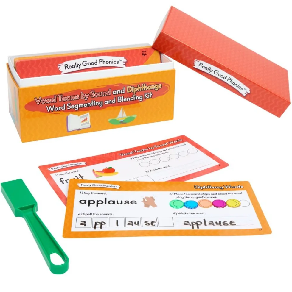 Really Good Phonics™ Team Vowels Diphthongs Kit - Decodable Readers, Flip Chart & Word Segmenting & Blending Kit