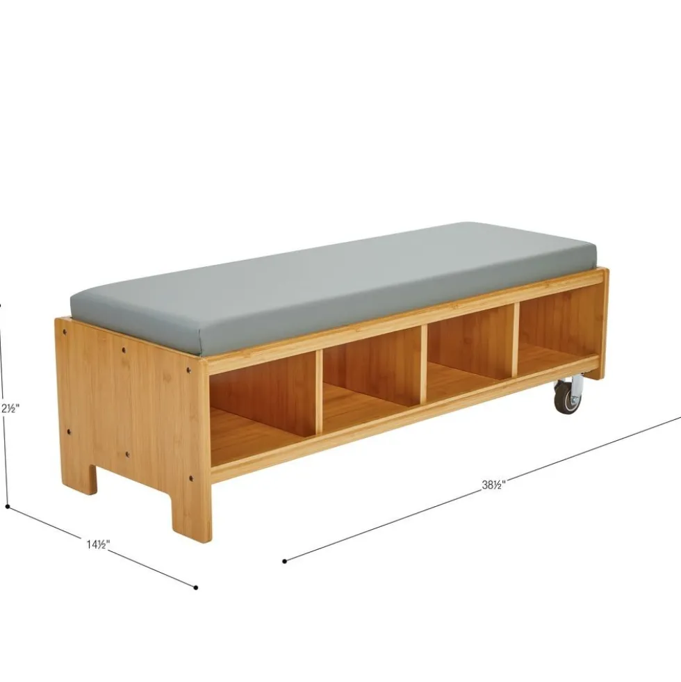 Really Good Stuff® Bamboo Bench Seat with Storage & Cushion