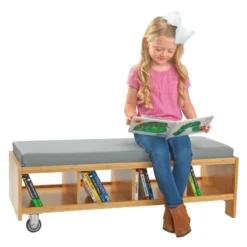 Really Good Stuff® Bamboo Bench Seat with Storage & Cushion