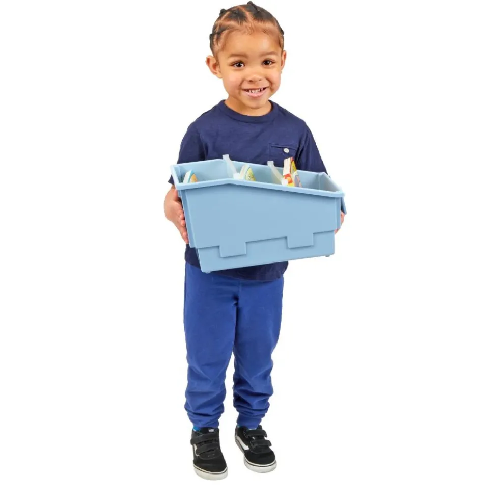Really Good Stuff® Chapter Book Library Bins™ With Dividers - 6 Pack - Smoke Blue