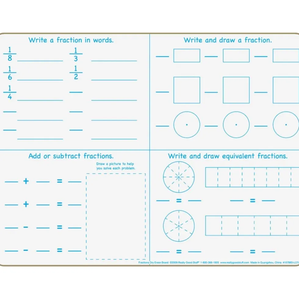 Really Good Stuff® Fractions Dry-Erase Board Set - 6 Boards