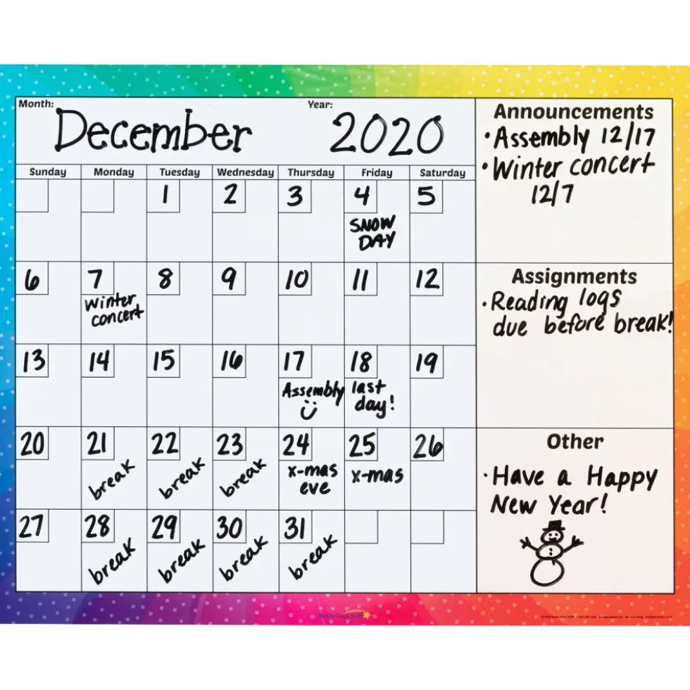 Really Good Stuff® Magnetic Dry Erase Calendar - 1 calendar