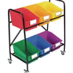 Really Good Stuff® Mid-Size Mobile Storage Rack With 6 Chapter Book Bins™ - Grouping
