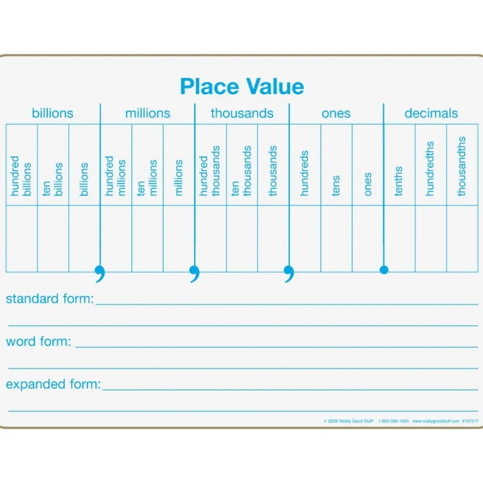 Really Good Stuff® Place Value Dry-Erase Boards - 6 Boards