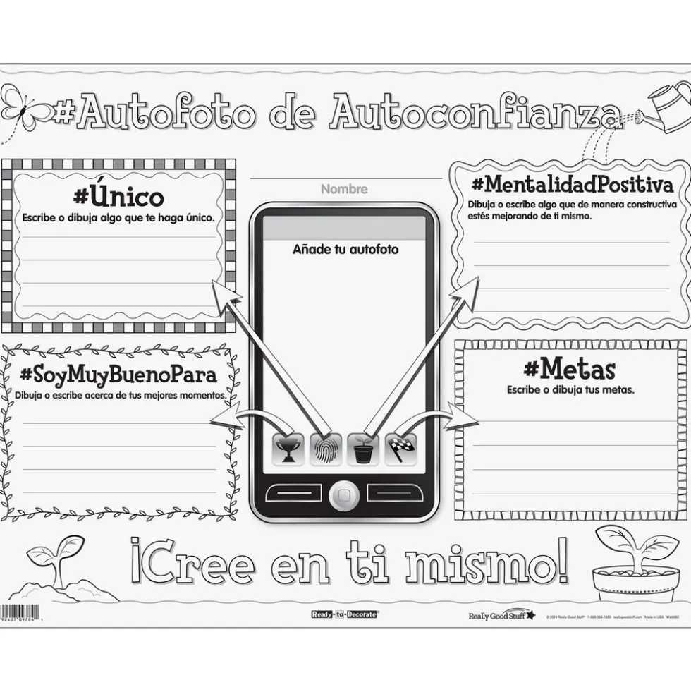 Really Good Stuff® Ready-To-Decorate® Spanish Growth Mindset Proud Of My #SELFIE Posters - Set of 24
