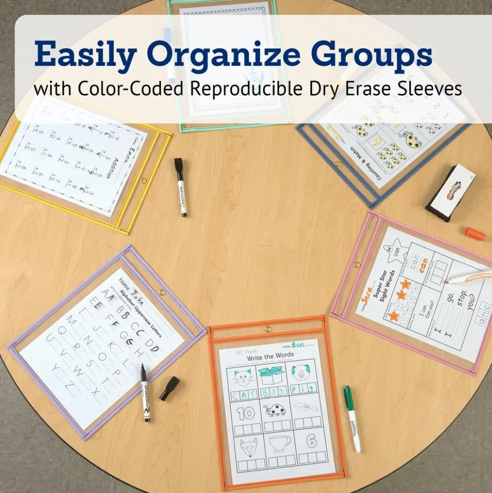 Really Good Stuff® Re-Markable™ Dry Erase Sleeves - Bold Vibes - 6 Colors