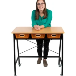 Really Good Stuff® Teacher Standing Desk With Baskets