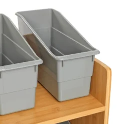 Really Good Stuff® Three Tier Shelf Storage with Pebble Durable Book & Binder Holders