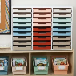 Really Good Stuff® White 27-Slot Mail Center With Boho Trays
