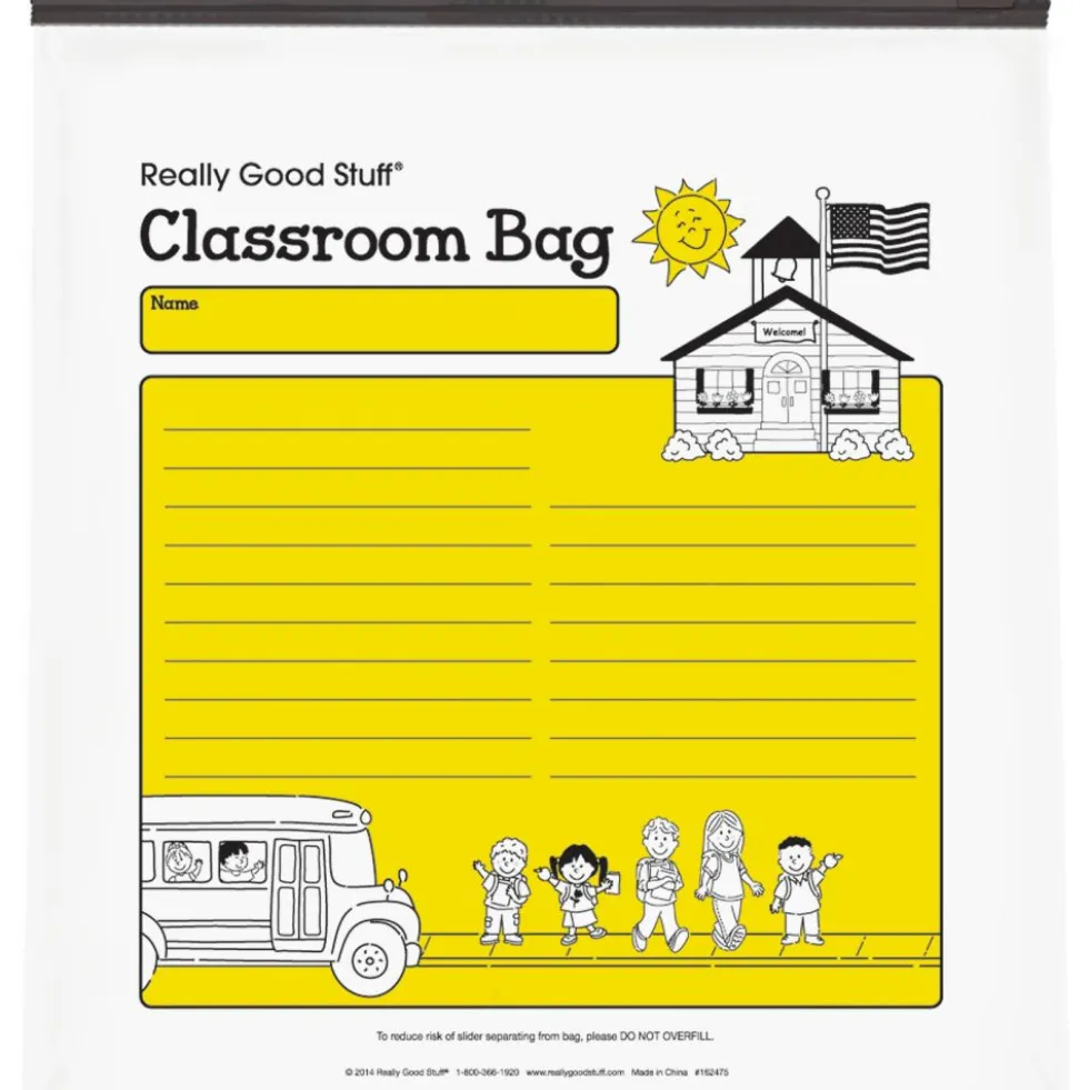 Reusable Classroom Take-Home Bags with Zip Top - Set of 30