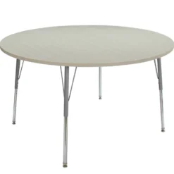 48" Round Activity Table with Adjustable Swivel Glide Legs - Sanddrift/Silver