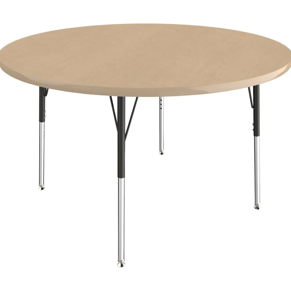 48" Round Activity Table with Adjustable Swivel Glide Legs - Maple/Maple