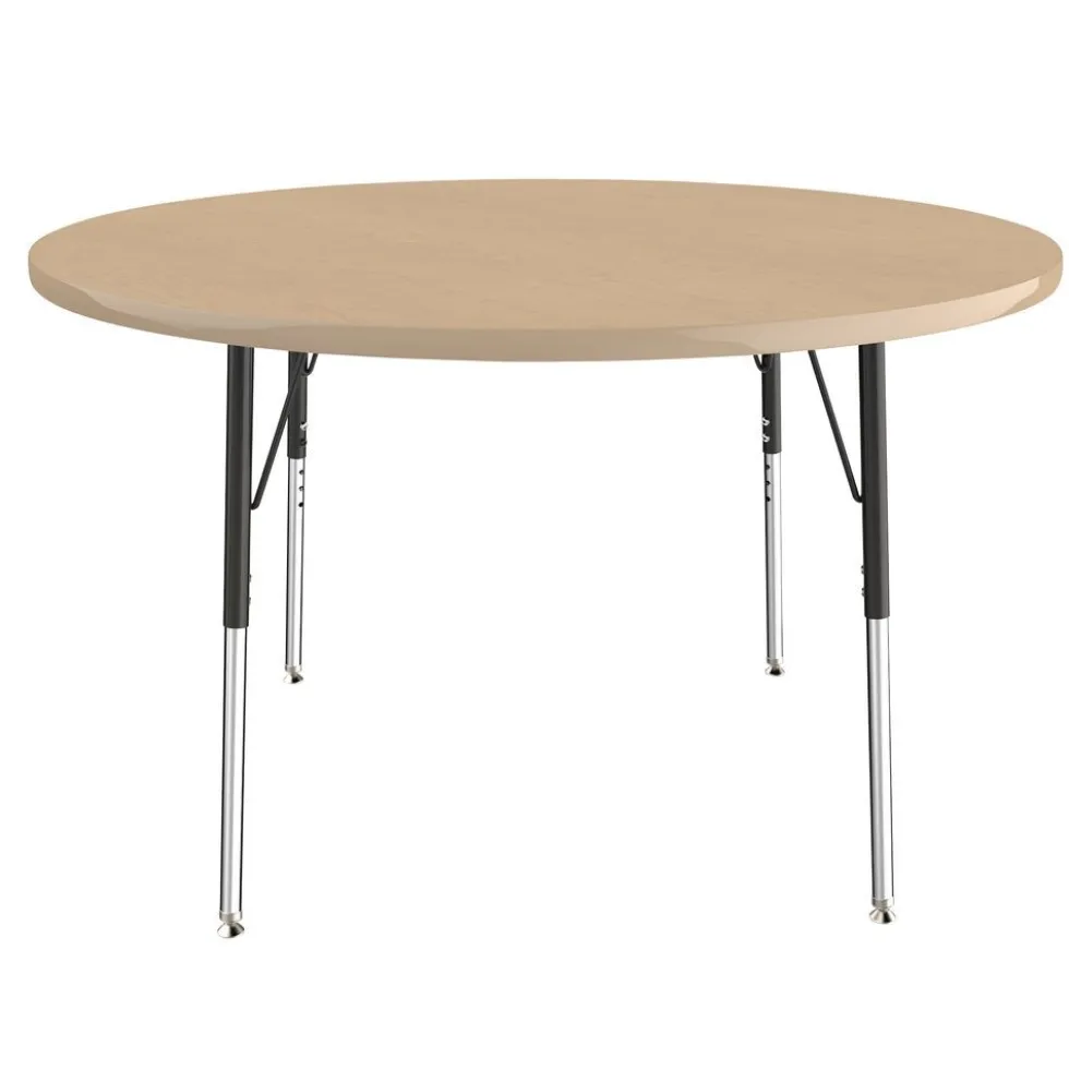 48" Round Activity Table with Adjustable Swivel Glide Legs - Maple/Maple