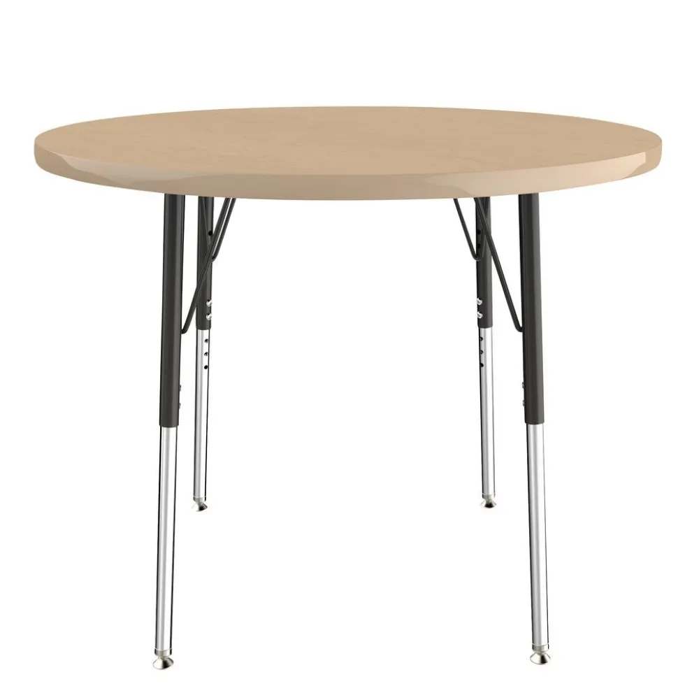 48" Round Activity Table with Adjustable Swivel Glide Legs - Maple/Maple