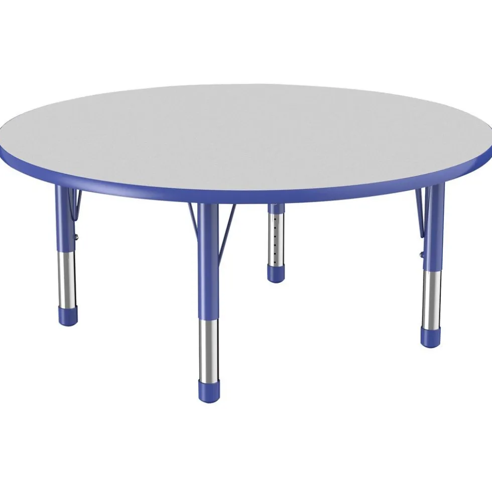 48" Round Activity Table with Adjustable Chunky Legs - Gray/Blue