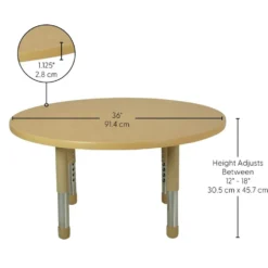 36" Round Activity Table with Adjustable Tiny Tot Legs - Maple/Maple