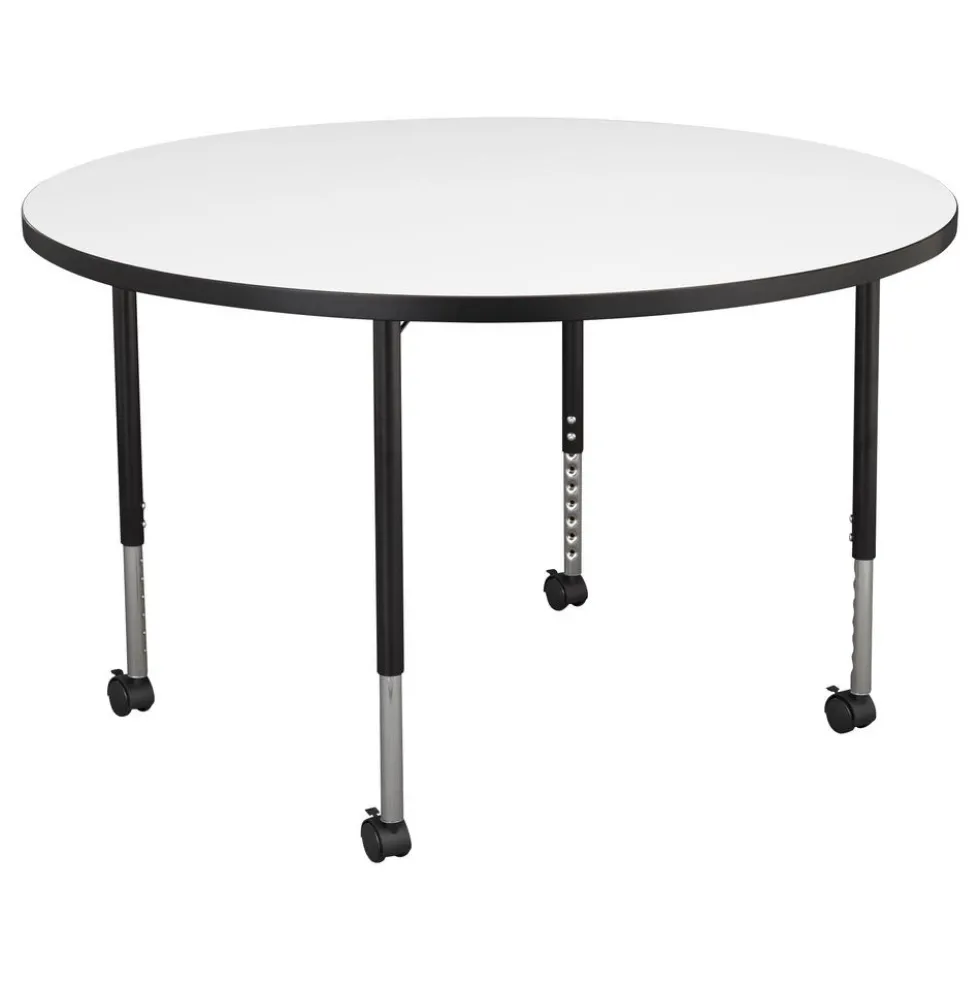 46" Round Dry-Erase Adjustable Activity Table with Mobile Legs