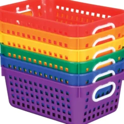 27-Slot Mail And Supplies Center With 6 Cubbies And Baskets - 6 Colors
