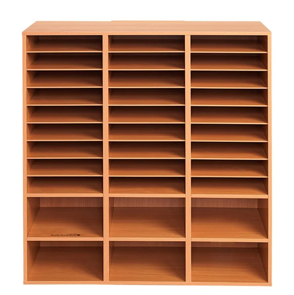 27-Slot Mail & Supplies Center With 6 Cubbies - Oak