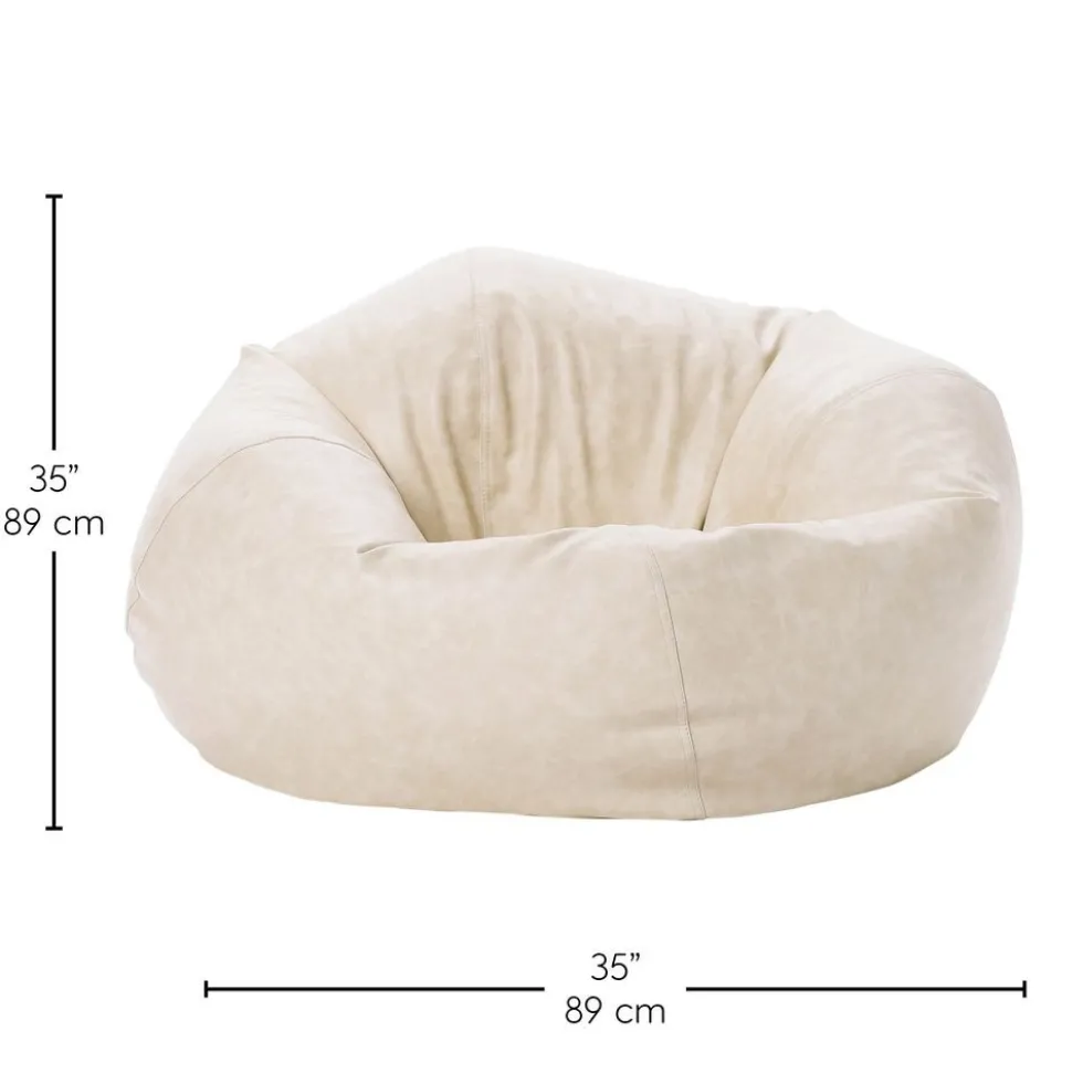 SoftScape Classic 35" Standard Bean Bag - Distressed Almond White