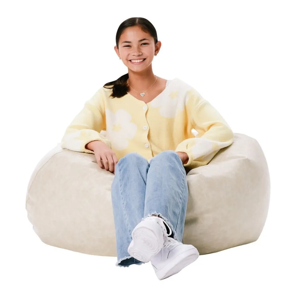 SoftScape Classic 35" Standard Bean Bag - Distressed Almond White