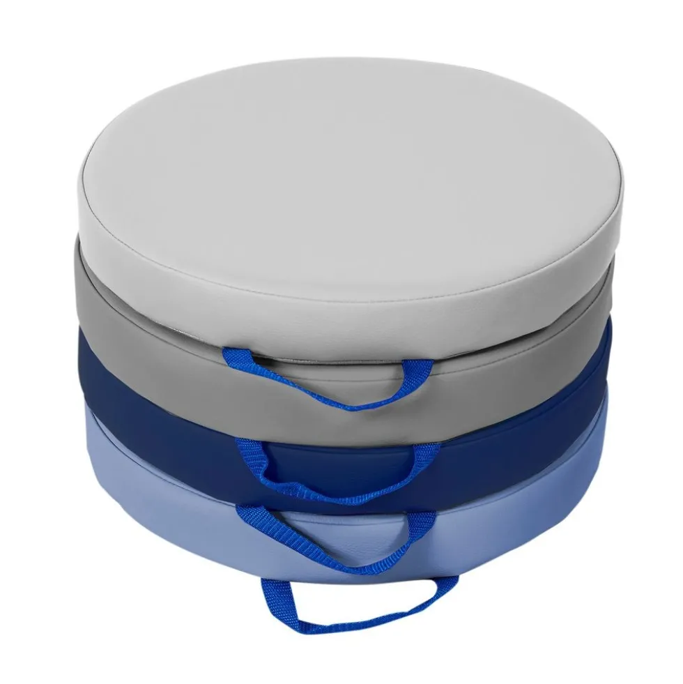 SoftScape 15" Round Floor Cushions, 4-Piece - Navy/Powder Blue