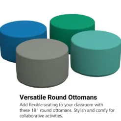 SoftScape 18" Round Ottoman 12" Height, 4-Piece - Contemporary