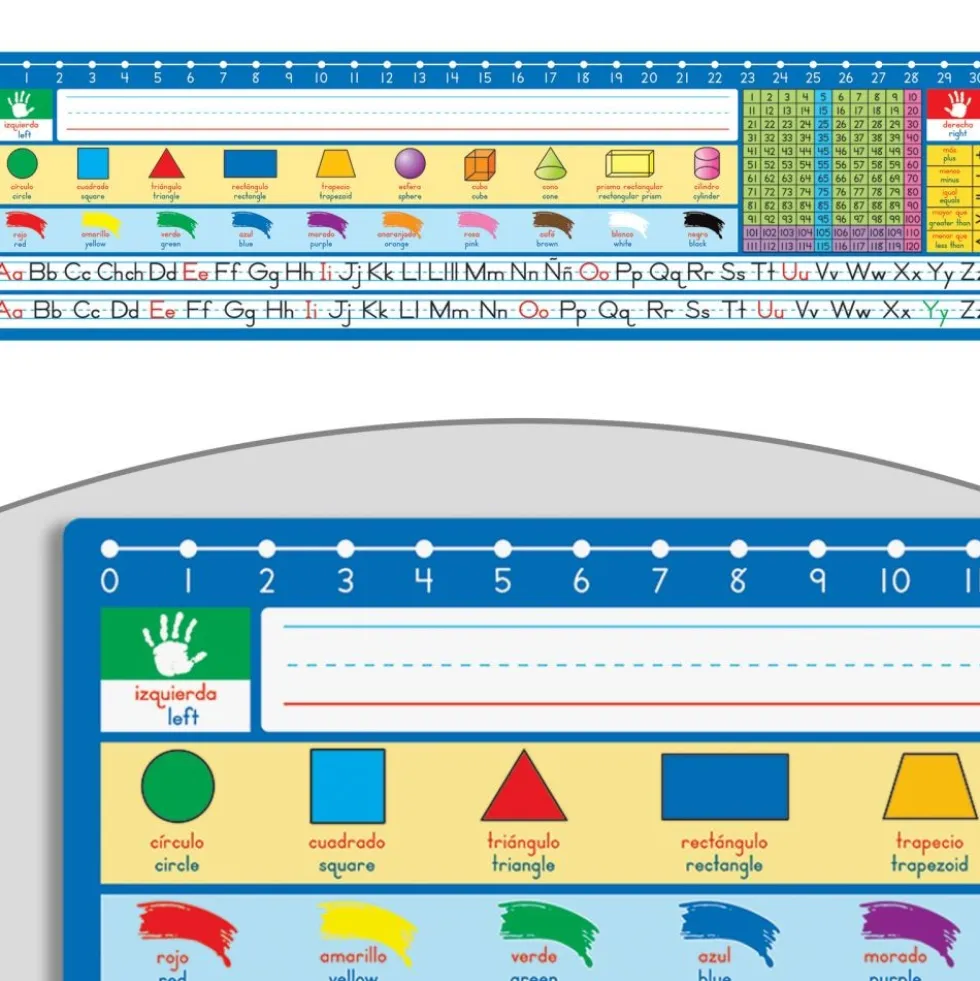 Spanish/English 120 Grid With Number Line Self-adhesive Vinyl Desktop Helpers™ - 24 helpers
