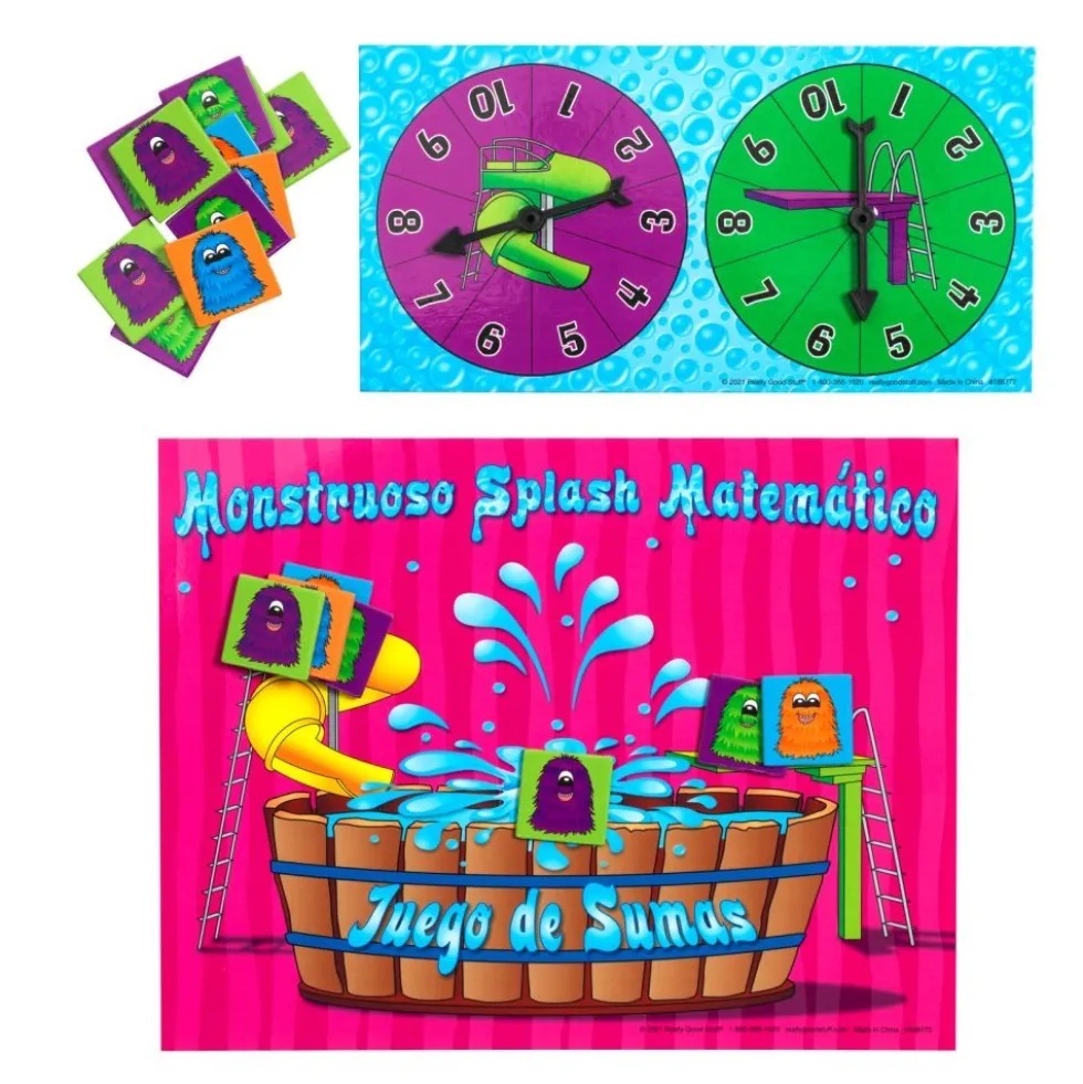 Spanish Monster Math Splash - Addition Numeracy Center Grade K+ (Centro de Aritmetica - Juego de Sumas)