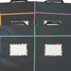 Store More® Large Book Pouches And Labels - Black With Neon Trim - Set Of 12