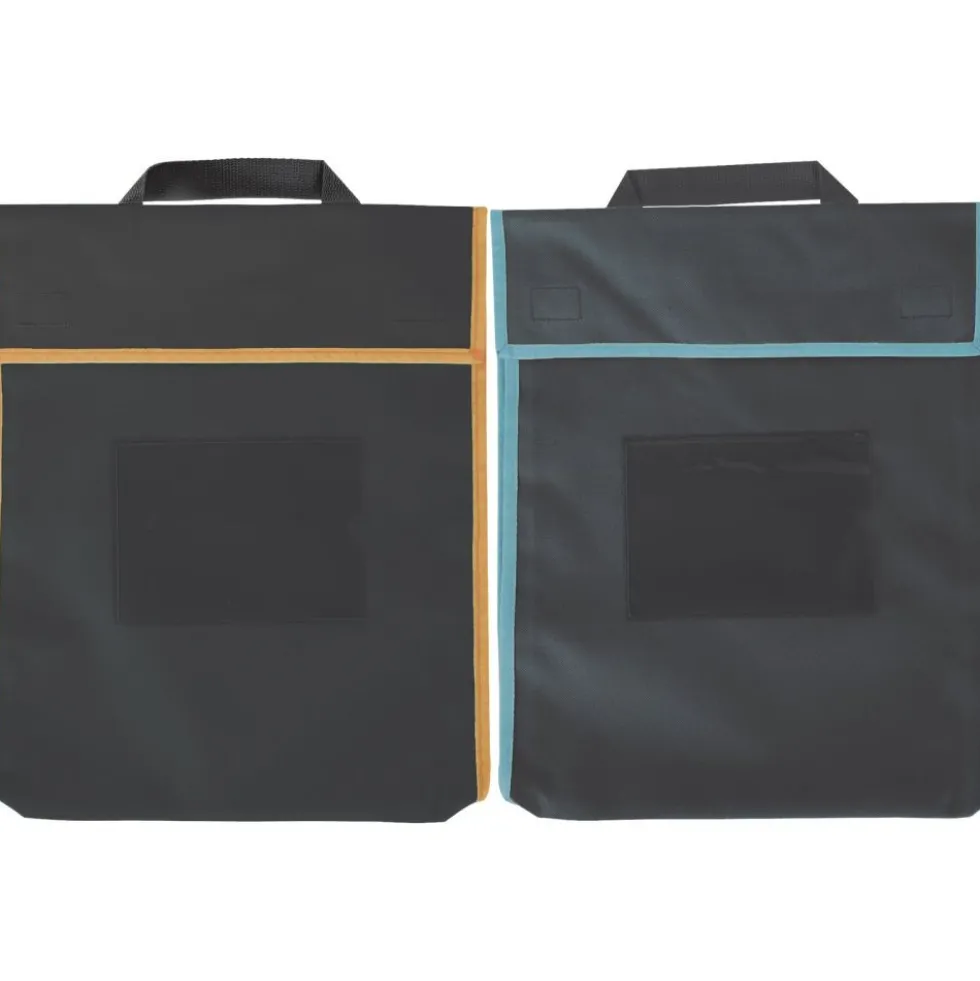 Store More® Large Book Pouches And Labels - Black With Neon Trim - Set Of 12