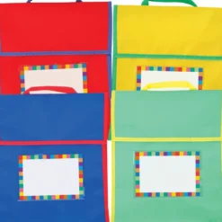 Store More® Medium Book Pouches And Labels - Primary Colors - Set Of 12