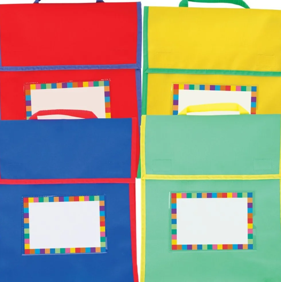 Store More® Medium Book Pouches And Labels - Primary Colors - Set Of 12