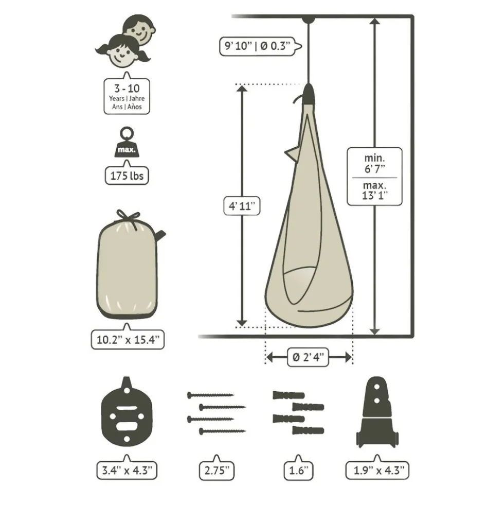 Student Swing Chair - 100% Organic Cotton including Suspension