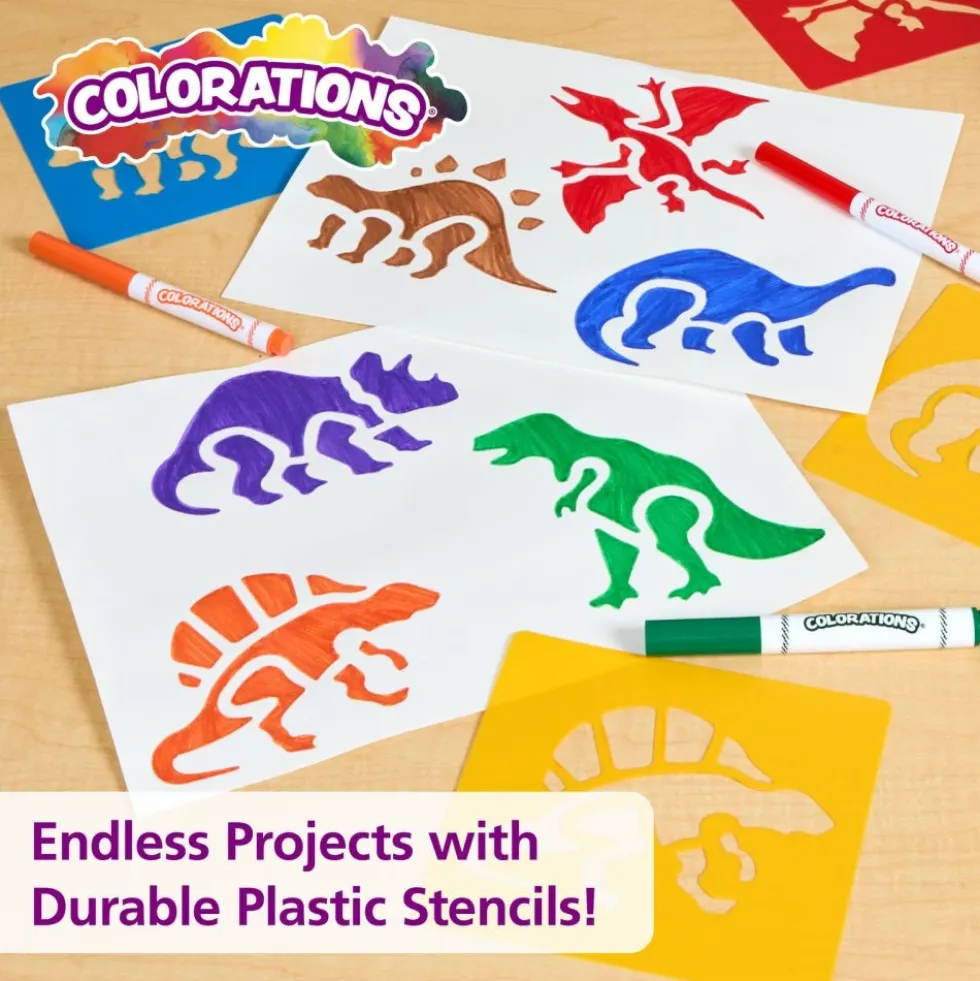 Washable Plastic Dinosaur Stencils - Set of 6