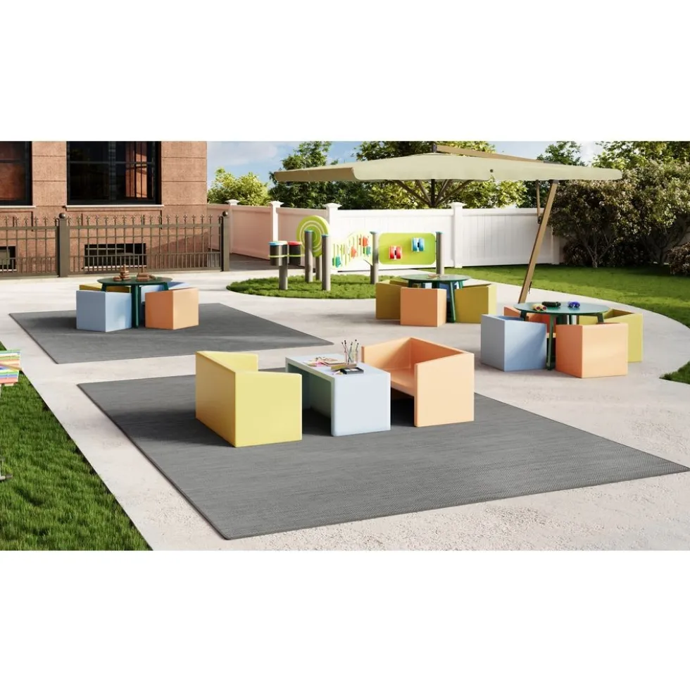 Water Mill 7'8" x 11" Indoor/Outdoor Rug in color Tungsten