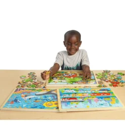 Wooden 48-Piece Puzzle Kit - Set of 8
