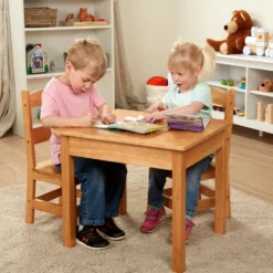 Wood Table and Chairs 3-Piece Set