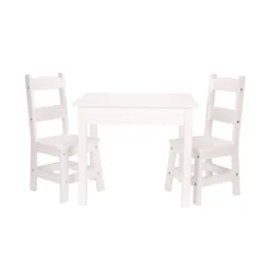 Wood Table and Chairs 3-Piece Set, White